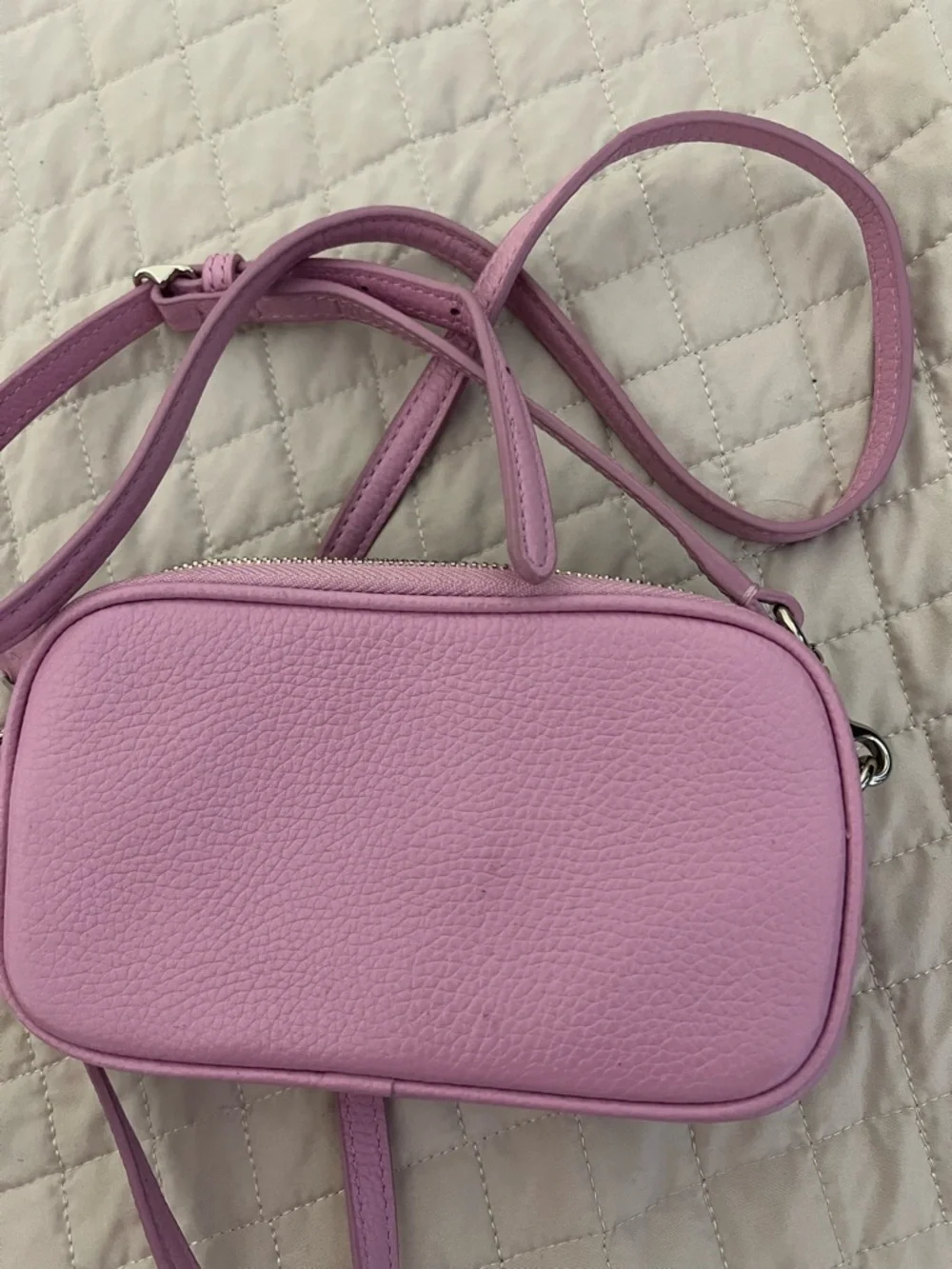 Coach Pink Pebbled Leather Crossbody Camera Bag